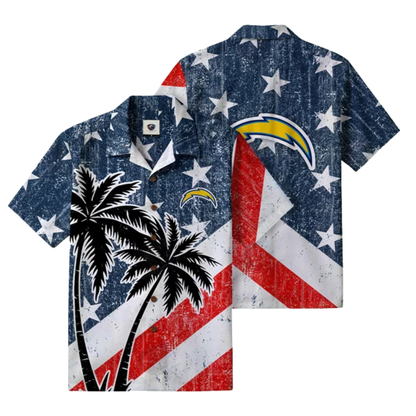 [SPECIAL OFFER] NEW CUSTOMIZED NFL09 LAC LOS ANGELES CHARGERS PATRIOTIC 250 USA HAWAIIAN SHIRT