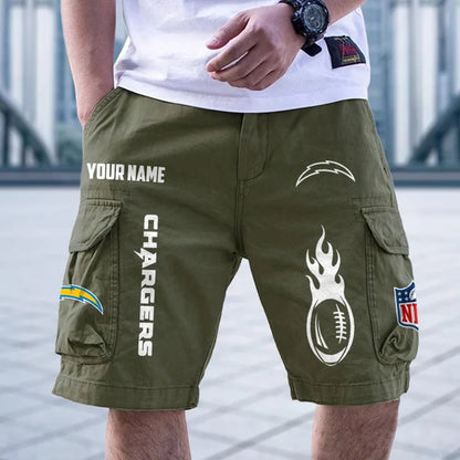 [SPECIAL OFFER] NEW CUSTOMIZED NFL09 LAC LOS ANGELES CHARGERS CARGO SHORTS