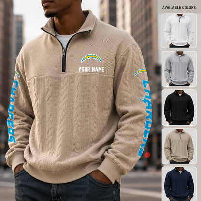 [SPECIAL OFFER] NEW CUSTOMIZED NFL09 LAC LOS ANGELES CHARGERS MULTICOLOR QUARTER-ZIP SWEATSHIRT