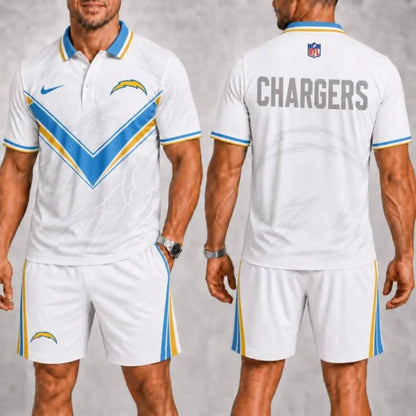 [SPECIAL OFFER] NEW CUSTOMIZED NFL09 LAC LOS ANGELES CHARGERS POLO SHIRT & SHORT PANTS
