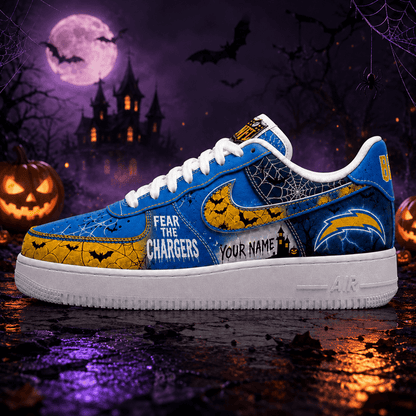 [SPECIAL OFFER] NEW CUSTOMIZED NFL09 LAC LOS ANGELES CHARGERS HALLOWEEN AF1 SHOES