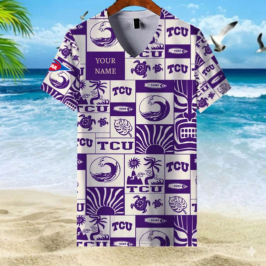 LIMITED EDITION - NEW CUSTOMIZED FBS NCAA09 THF TC HORNED FROGS V-NECK FEMALE SHIRT