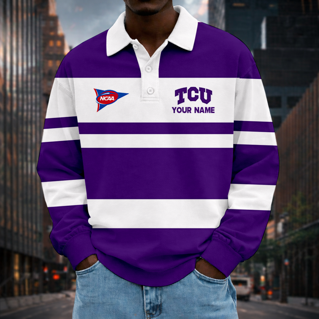 MEGA SALE - NEW CUSTOMIZED FBS NCAA09 THF TC HORNED FROGS UNISEX LONG SLEEVE POLO