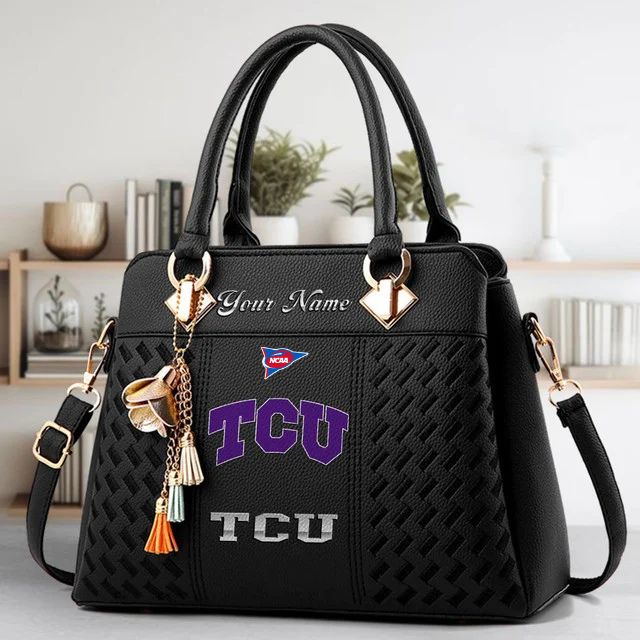 LIMITED EDITION - NEW CUSTOMIZED FBS NCAA09 THF TC HORNED FROGS ZIP HANDBAG MULTICOLOR