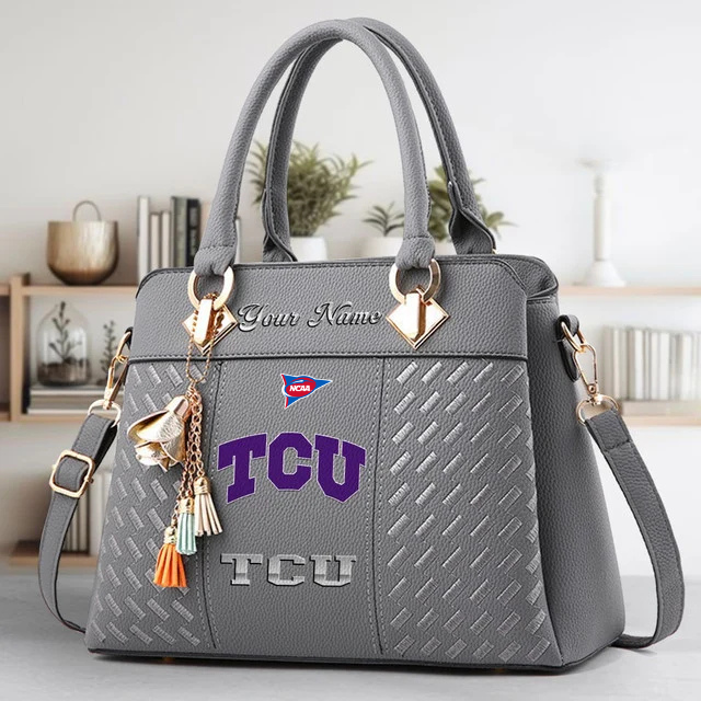 LIMITED EDITION - NEW CUSTOMIZED FBS NCAA09 THF TC HORNED FROGS ZIP HANDBAG MULTICOLOR