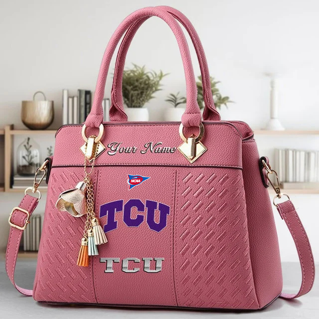 LIMITED EDITION - NEW CUSTOMIZED FBS NCAA09 THF TC HORNED FROGS ZIP HANDBAG MULTICOLOR