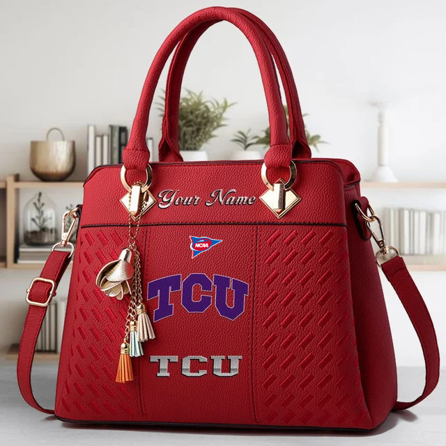 LIMITED EDITION - NEW CUSTOMIZED FBS NCAA09 THF TC HORNED FROGS ZIP HANDBAG MULTICOLOR