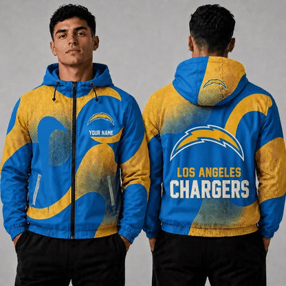 [SPECIAL OFFER] NEW CUSTOMIZED NFL09 LAC LOS ANGELES CHARGERS WINDBREAKER JACKET