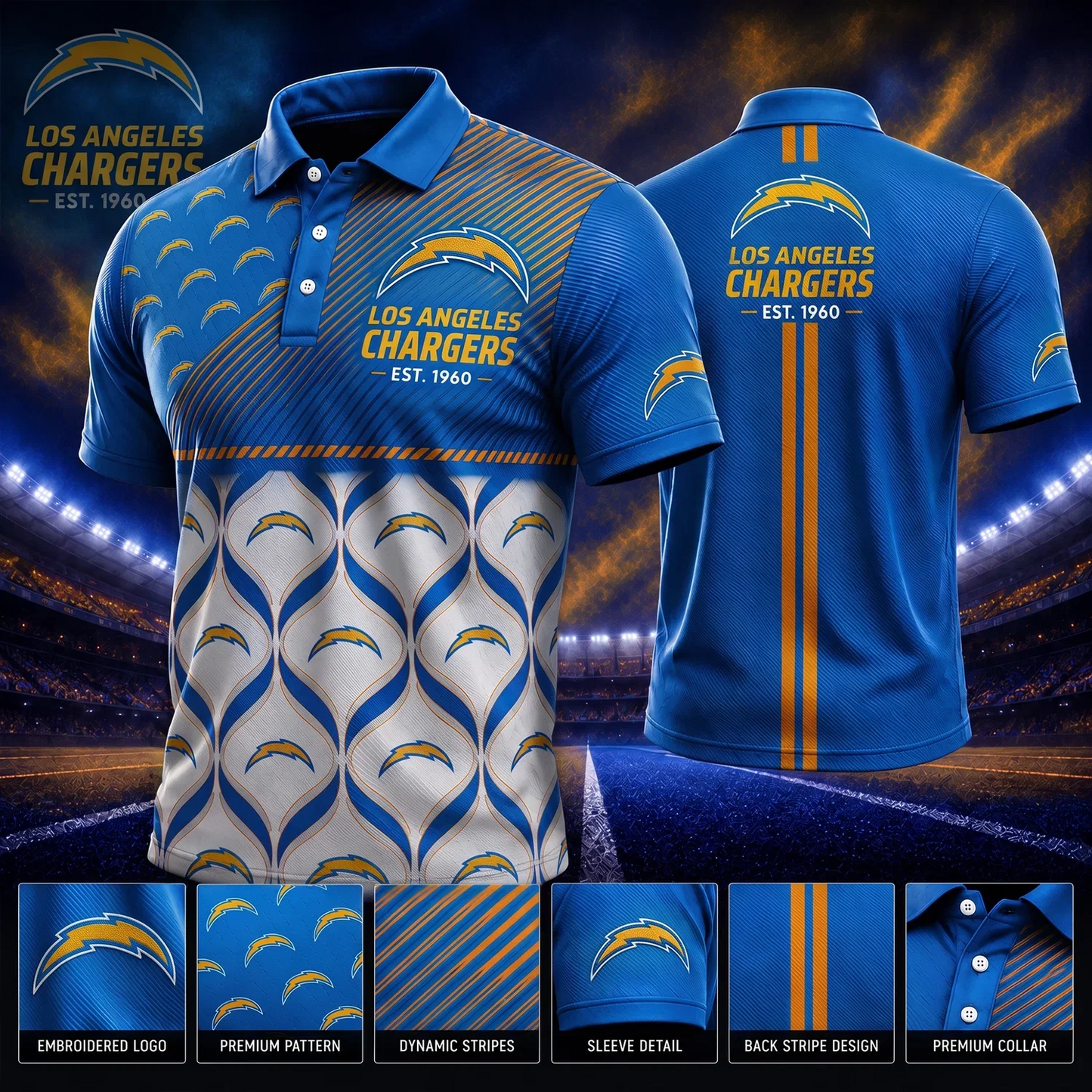 [SPECIAL OFFER] NEW CUSTOMIZED NFL09 LAC LOS ANGELES CHARGERS POLO SHIRT