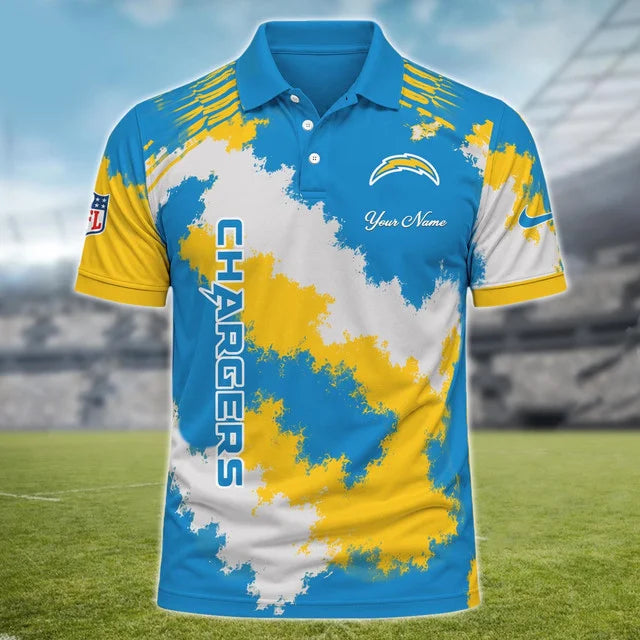 [SPECIAL OFFER] NEW CUSTOMIZED NFL09 LAC LOS ANGELES CHARGERS MULTICOLOR POLO SHIRT
