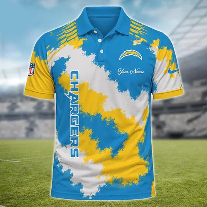 [SPECIAL OFFER] NEW CUSTOMIZED NFL09 LAC LOS ANGELES CHARGERS MULTICOLOR POLO SHIRT