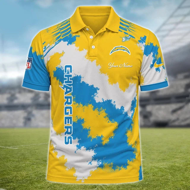[SPECIAL OFFER] NEW CUSTOMIZED NFL09 LAC LOS ANGELES CHARGERS MULTICOLOR POLO SHIRT