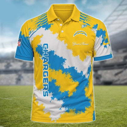 [SPECIAL OFFER] NEW CUSTOMIZED NFL09 LAC LOS ANGELES CHARGERS MULTICOLOR POLO SHIRT