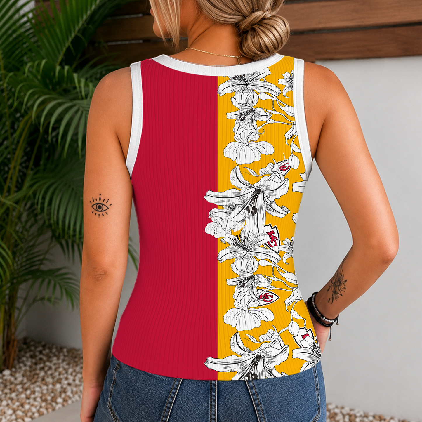 [SPECIAL OFFER] NEW CUSTOMIZED NFL01 KCC KANSAS CITY CHIEFS WOMEN'S V-NECK TANK TOP