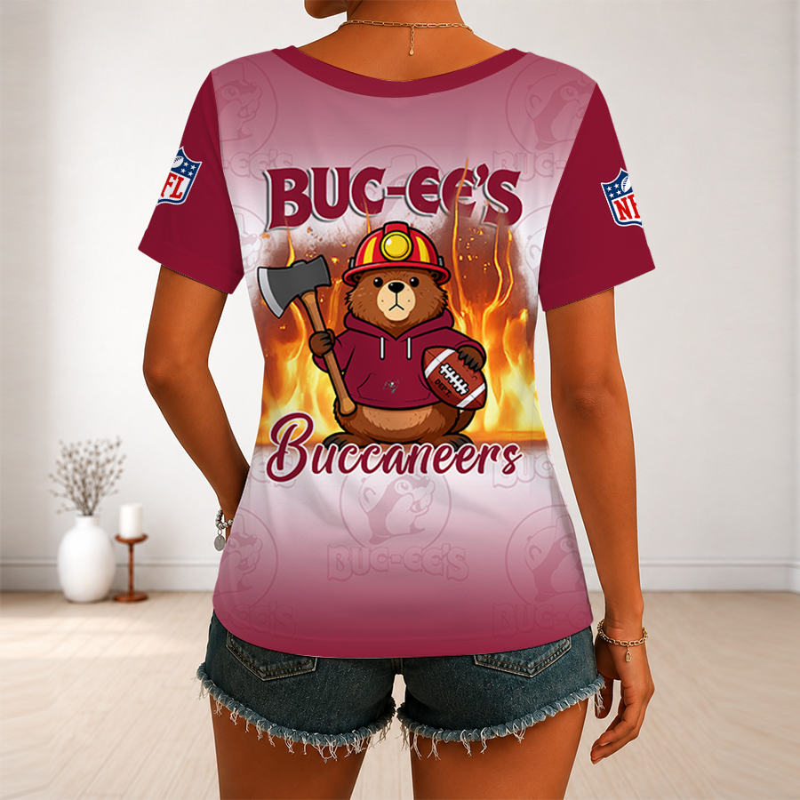 [SPECIAL OFFER] NEW CUSTOMIZED NFL10 TBB TAMPA BAY BUCCANEERS BUC-EE'S V-NECK FEMALE SHIRT