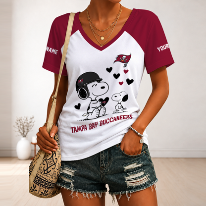 [SPECIAL OFFER] NEW CUSTOMIZED NFL10 TBB TAMPA BAY BUCCANEERS V-NECK FEMALE SHIRT