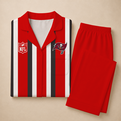 [SPECIAL OFFER] NEW CUSTOMIZED NFL10 TBB TAMPA BAY BUCCANEERS SHORT SLEEVE & LONG PANTS PAJAMAS SET