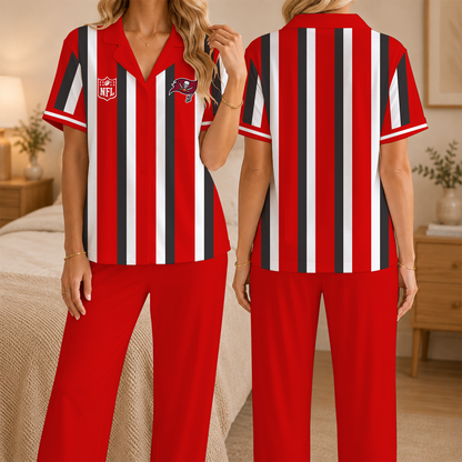 [SPECIAL OFFER] NEW CUSTOMIZED NFL10 TBB TAMPA BAY BUCCANEERS SHORT SLEEVE & LONG PANTS PAJAMAS SET