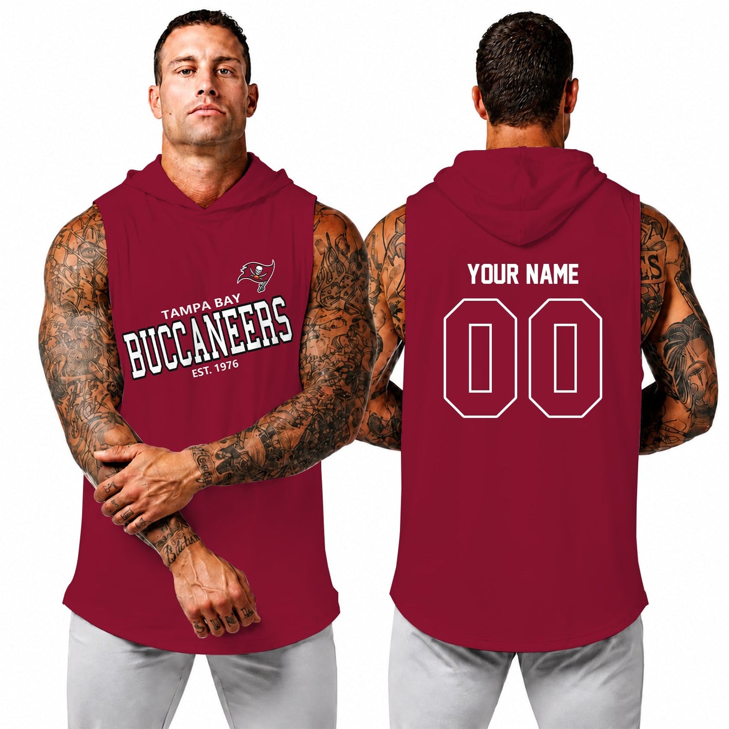[SPECIAL OFFER] NEW CUSTOMIZED NFL10 TBB TAMPA BAY BUCCANEERS HOODED TANK TOP