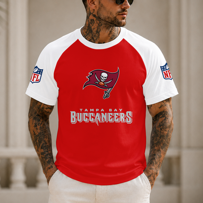 [SPECIAL OFFER] NEW CUSTOMIZED NFL10 TBB TAMPA BAY BUCCANEERS RAGLAN TEE