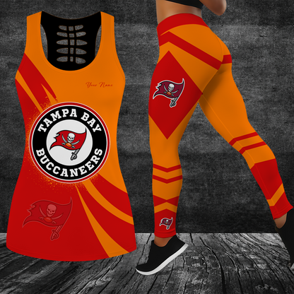 [SPECIAL OFFER] NEW CUSTOMIZED NFL10 TBB TAMPA BAY BUCCANEERS HOLLOW TANK TOP & LEGGINGS SET
