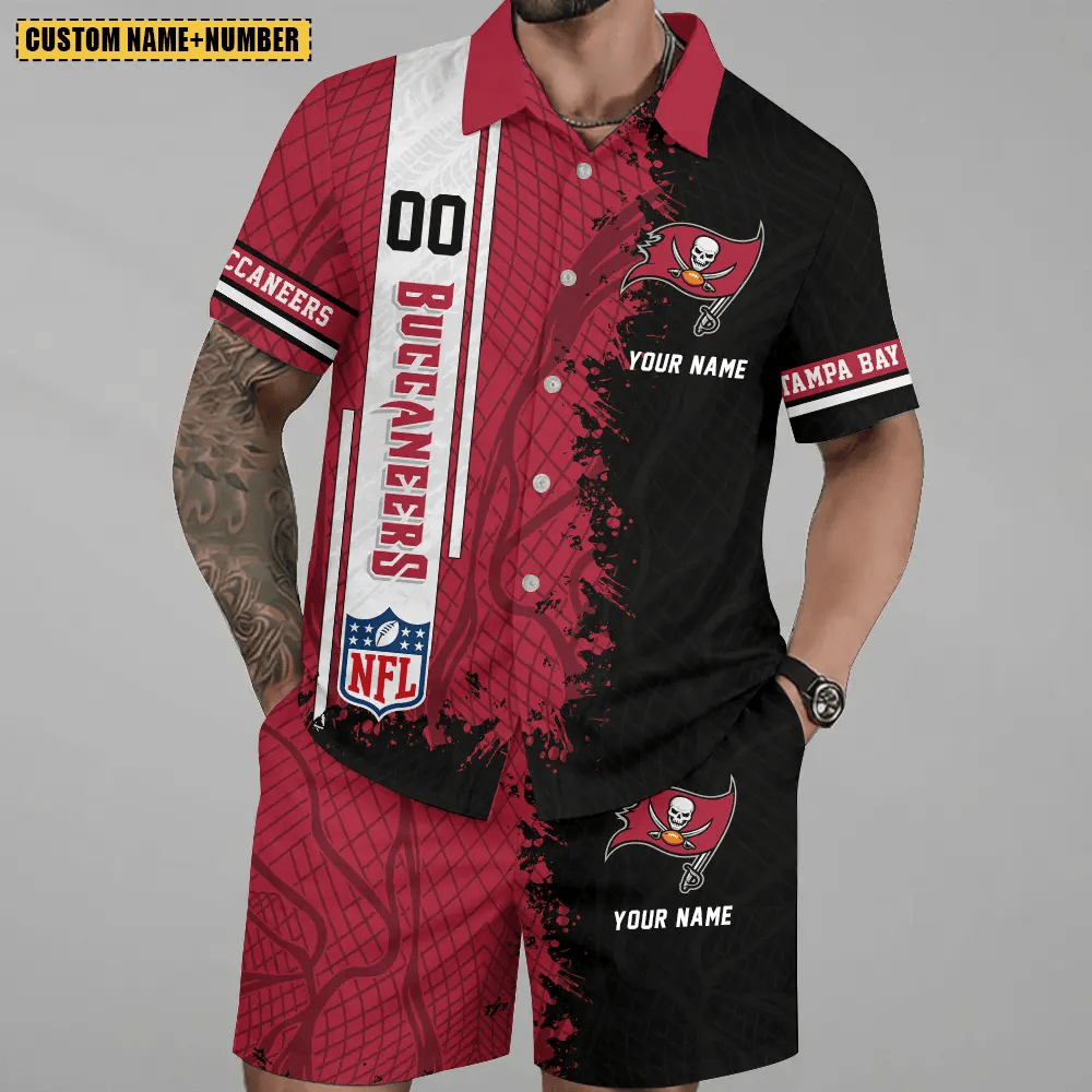 LIMITED RUN - NEW CUSTOMIZED NFL10 TBB TAMPA BAY BUCCANEERS UNISEX HAWAIIAN SHIRT & SHORTS SET