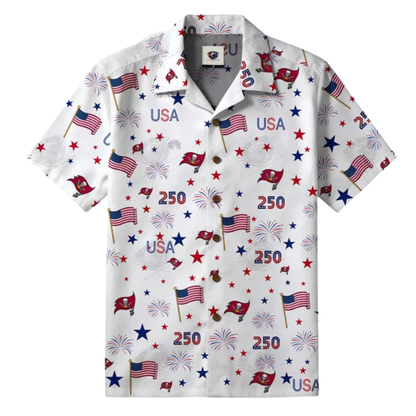 [SPECIAL OFFER] NEW CUSTOMIZED NFL10 TBB TAMPA BAY BUCCANEERS PATRIOTIC 250 USA HAWAIIAN SHIRT