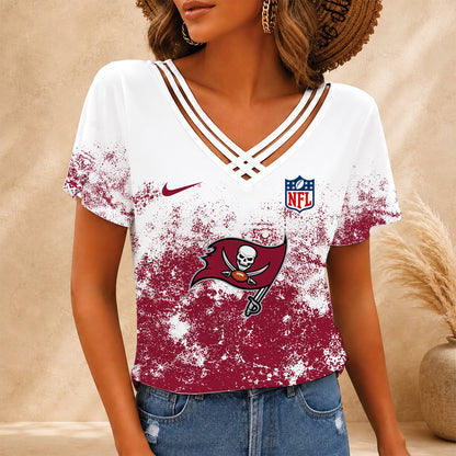 [SPECIAL OFFER] NEW CUSTOMIZED NFL10 TBB TAMPA BAY BUCCANEERS V-NECK SHIRT