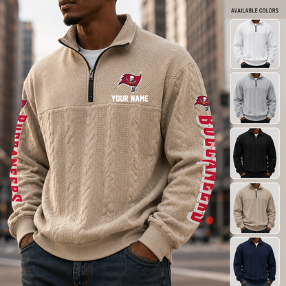 [SPECIAL OFFER] NEW CUSTOMIZED NFL10 TBB TAMPA BAY BUCCANEERS MULTICOLOR QUARTER-ZIP SWEATSHIRT