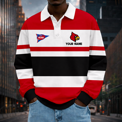 MEGA SALE - NEW CUSTOMIZED FBS NCAA10 ULC UL CARDINALS UNISEX LONG SLEEVE POLO