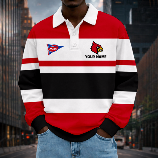 MEGA SALE - NEW CUSTOMIZED FBS NCAA10 ULC UL CARDINALS UNISEX LONG SLEEVE POLO