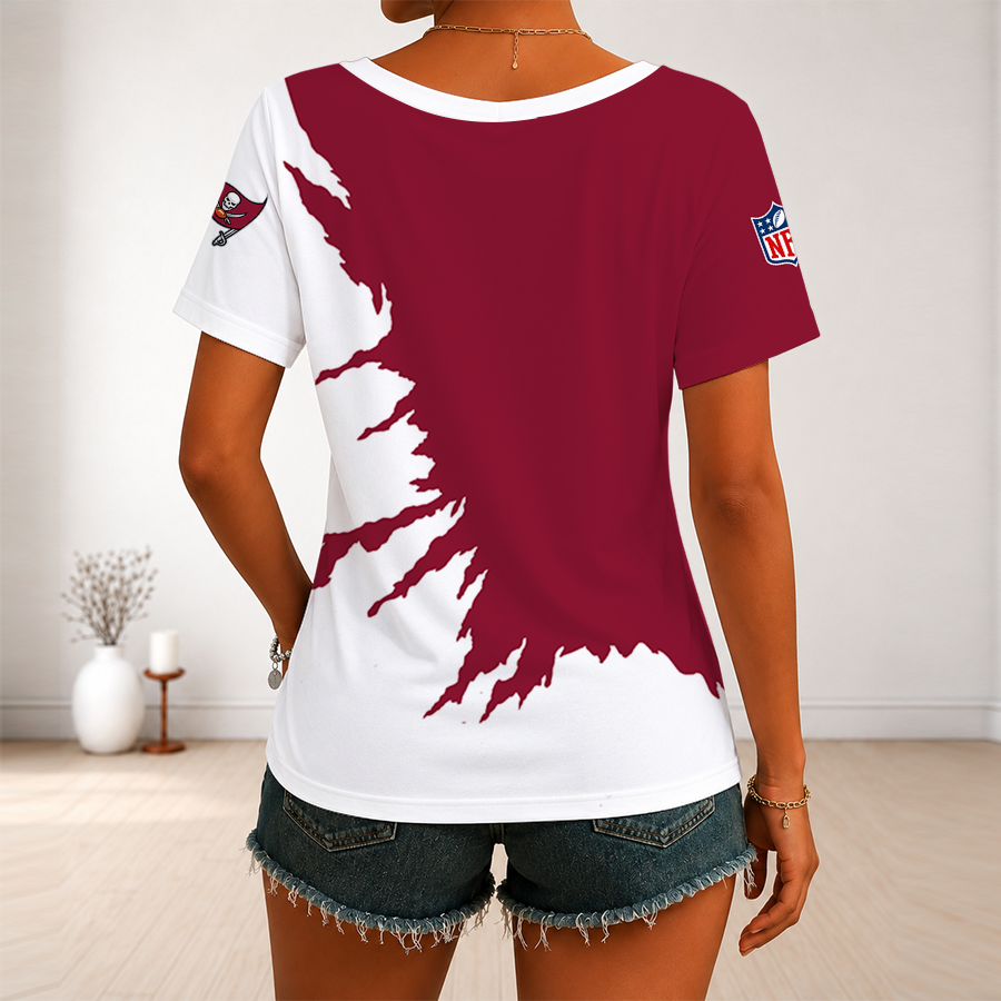 [SPECIAL OFFER] NEW CUSTOMIZED NFL10 TBB TAMPA BAY BUCCANEERS V-NECK FEMALE SHIRT