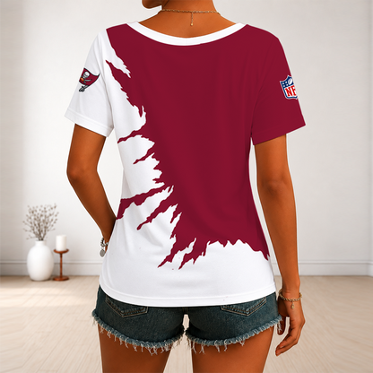 [SPECIAL OFFER] NEW CUSTOMIZED NFL10 TBB TAMPA BAY BUCCANEERS V-NECK FEMALE SHIRT