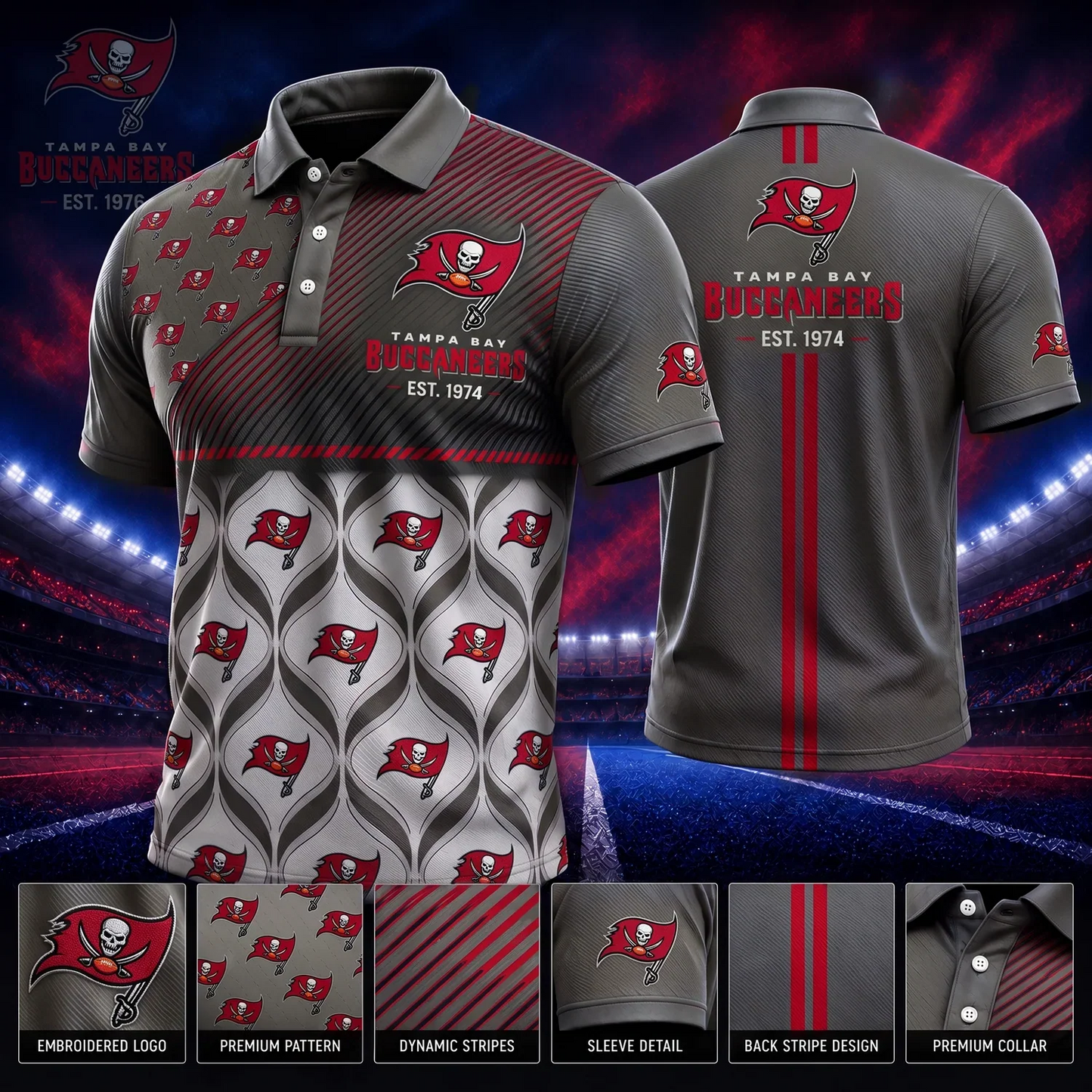 [SPECIAL OFFER] NEW CUSTOMIZED NFL10 TBB TAMPA BAY BUCCANEERS POLO SHIRT