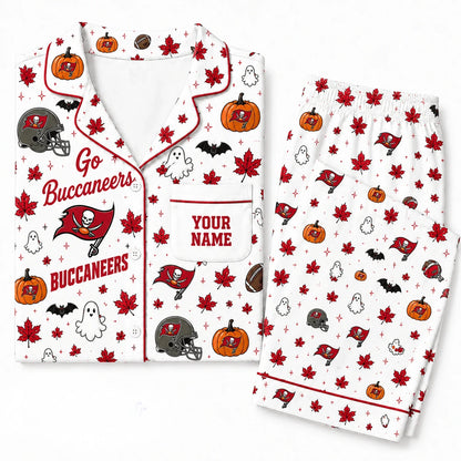 [SPECIAL OFFER] NEW CUSTOMIZED NFL10 TBB TAMPA BAY BUCCANEERS HALLOWEEN LONG PAJAMAS SET