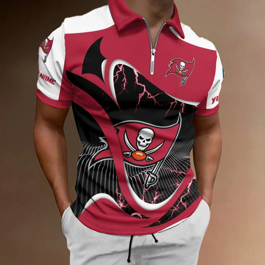 [SPECIAL OFFER] NEW CUSTOMIZED NFL10 TBB TAMPA BAY BUCCANEERS ZIP POLO SHIRT