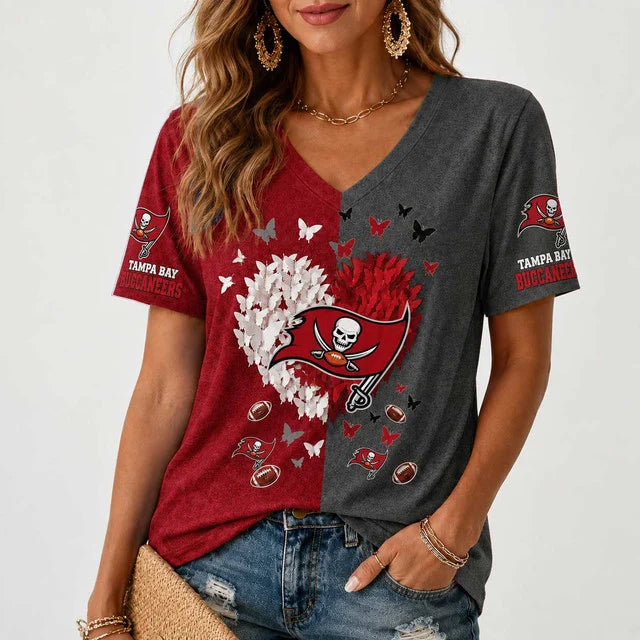 [SPECIAL OFFER] NEW CUSTOMIZED NFL10 TBB TAMPA BAY BUCCANEERS V-NECK FEMALE SHIRT