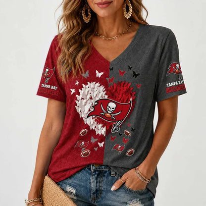 [SPECIAL OFFER] NEW CUSTOMIZED NFL10 TBB TAMPA BAY BUCCANEERS V-NECK FEMALE SHIRT