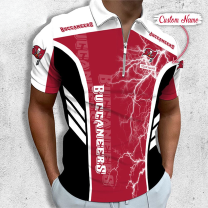 [SPECIAL OFFER] NEW CUSTOMIZED NFL10 TBB TAMPA BAY BUCCANEERS ZIP POLO SHIRT