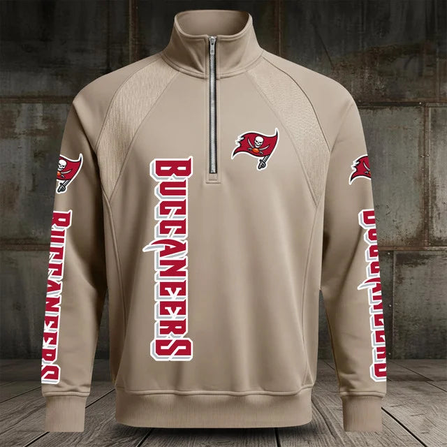 [SPECIAL OFFER] NEW CUSTOMIZED NFL10 TBB TAMPA BAY BUCCANEERS MEN'S MULTICOLOR QUARTER-ZIP PULLOVER