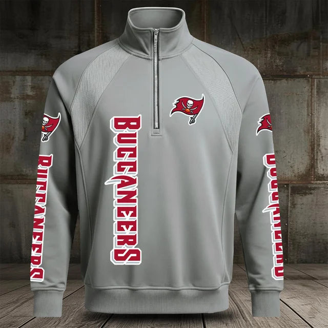 [SPECIAL OFFER] NEW CUSTOMIZED NFL10 TBB TAMPA BAY BUCCANEERS MEN'S MULTICOLOR QUARTER-ZIP PULLOVER