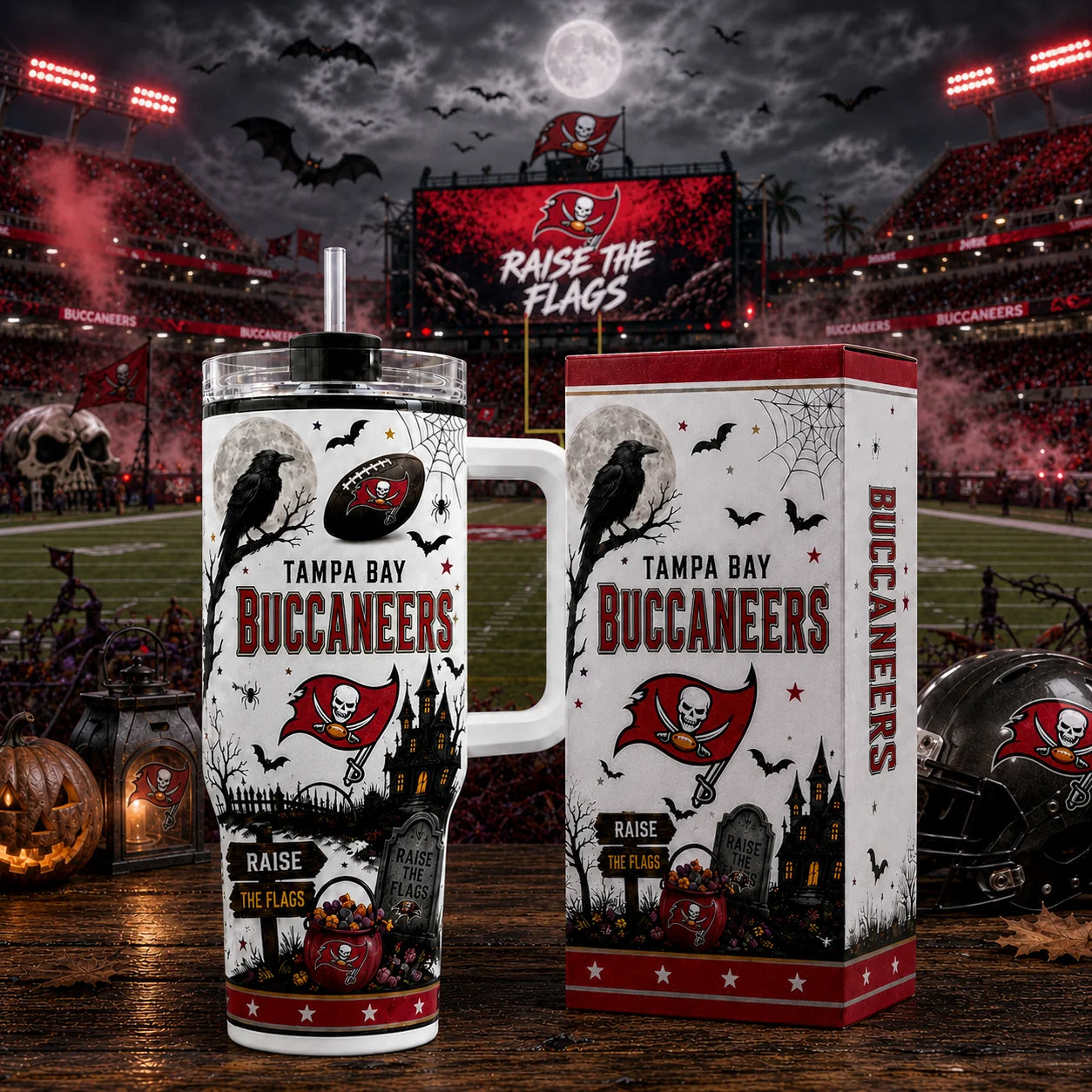 [SPECIAL OFFER] NEW CUSTOMIZED NFL10 TBB TAMPA BAY BUCCANEERS HALLOWEEN  40OZ TUMBLER