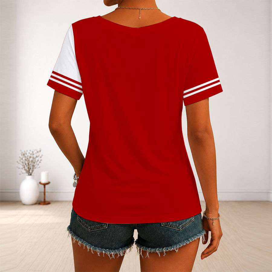 [SPECIAL OFFER] NEW CUSTOMIZED NFL11 SF49 SAN FRANCISCO 49ERS V-NECK FEMALE SHIRT