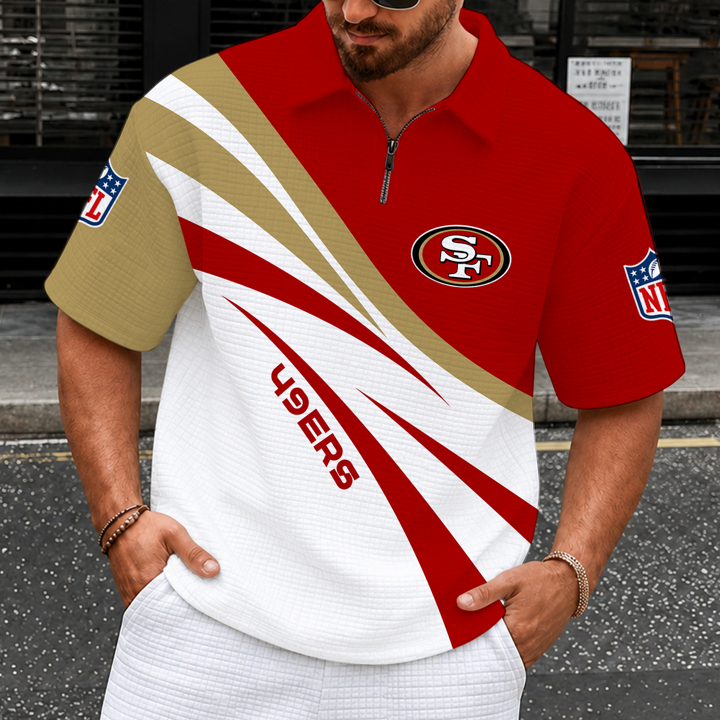 [SPECIAL OFFER] NEW CUSTOMIZED NFL11 SF49 SAN FRANCISCO 49ERS QUARTER-ZIP POLO SHIRT