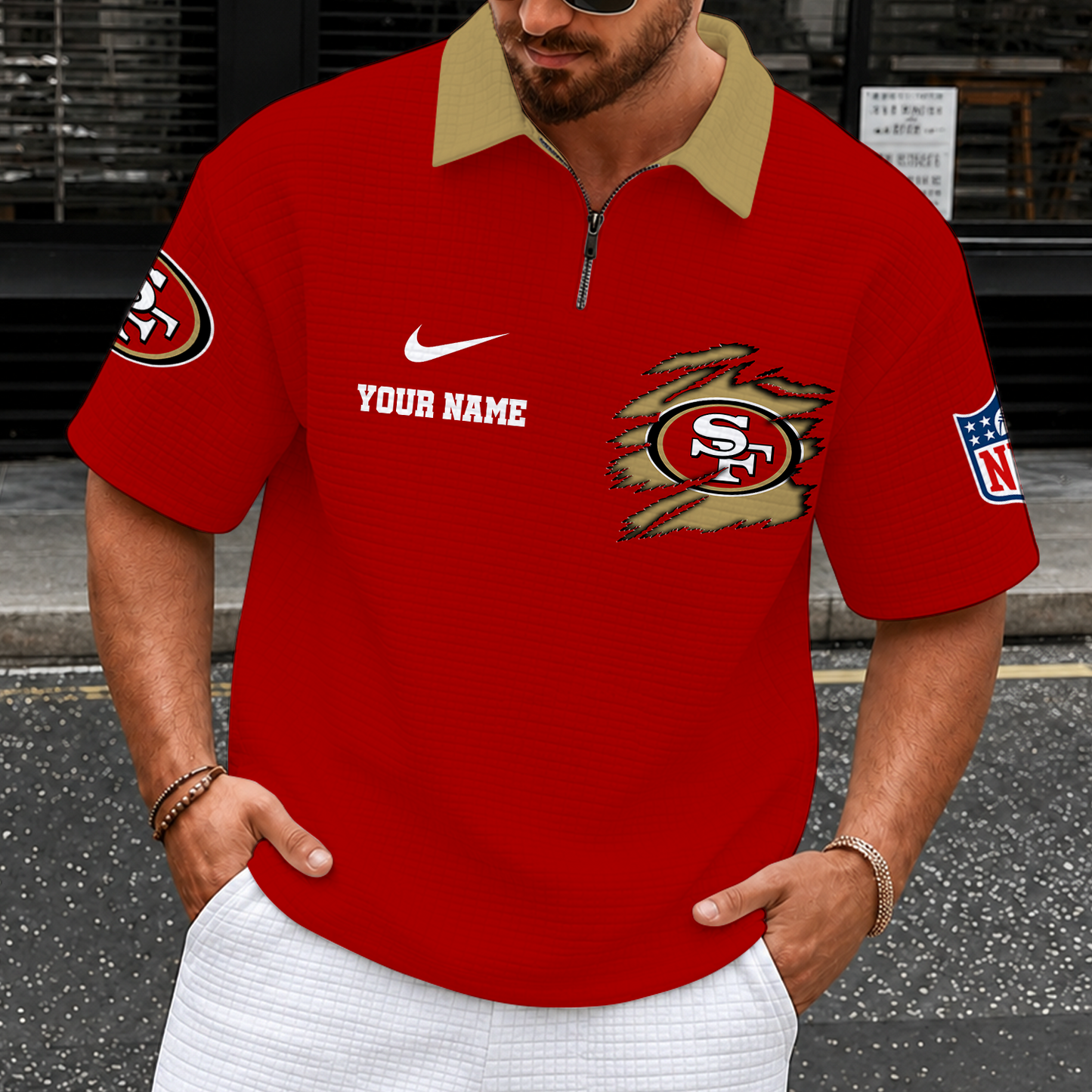 [SPECIAL OFFER] NEW CUSTOMIZED NFL11 SF49 SAN FRANCISCO 49ERS QUARTER-ZIP POLO SHIRT