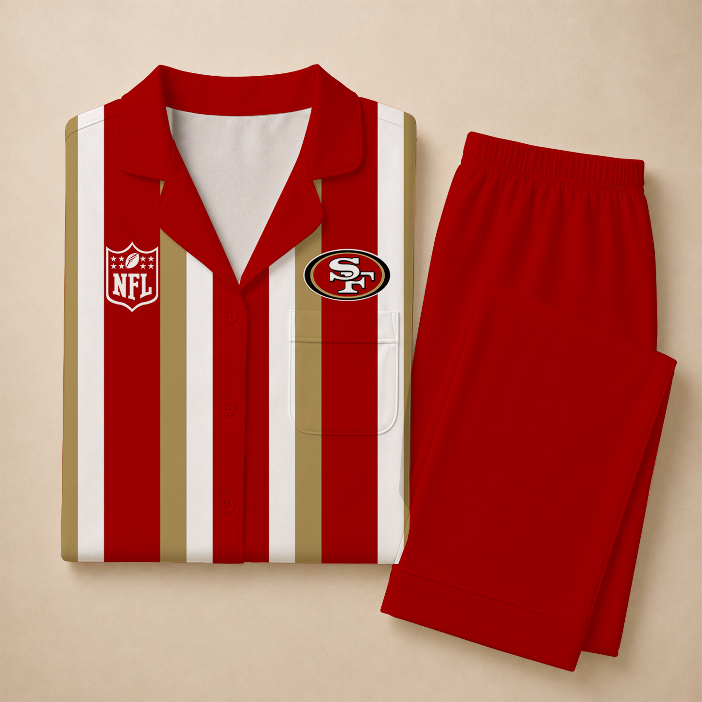 [SPECIAL OFFER] NEW CUSTOMIZED NFL11 SF49 SAN FRANCISCO 49ERS SHORT SLEEVE & LONG PANTS PAJAMAS SET