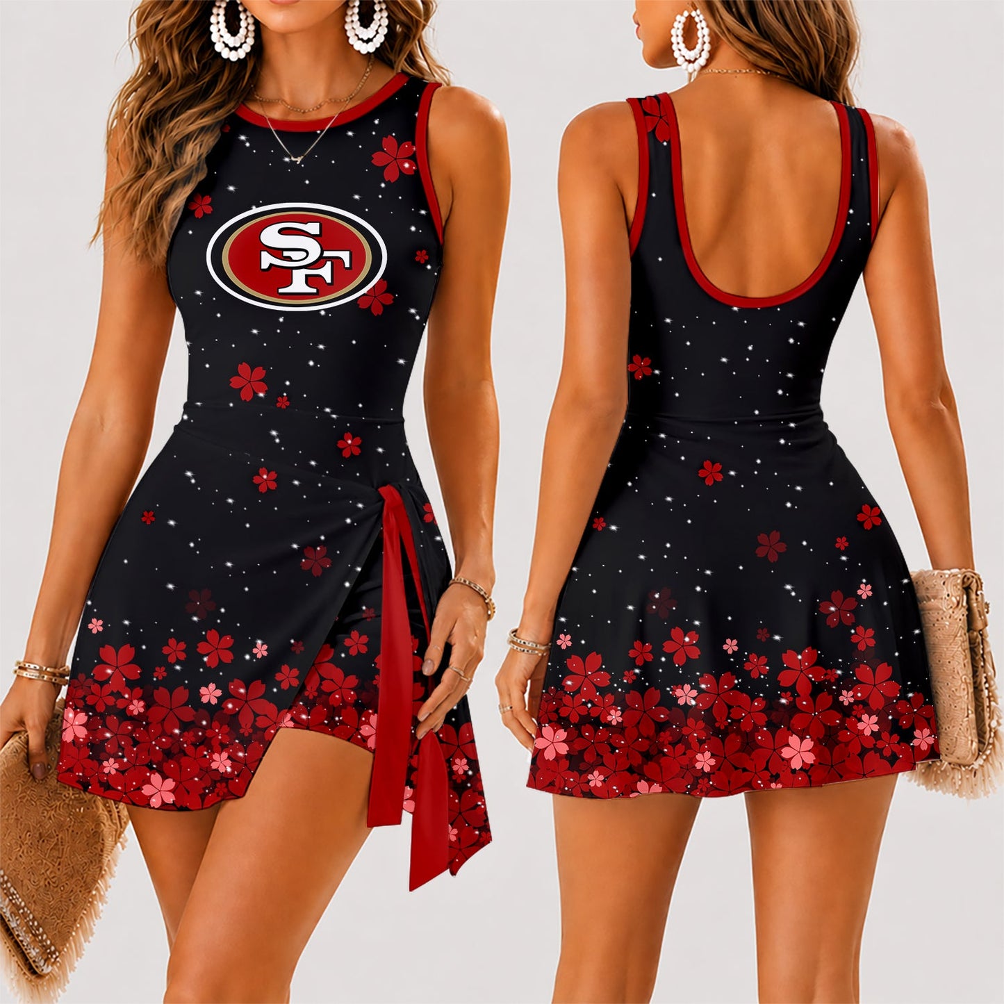 [SPECIAL OFFER] NEW CUSTOMIZED NFL11 SF49 SAN FRANCISCO 49ERS WOMEN'S SUMMER SKORT DRESS