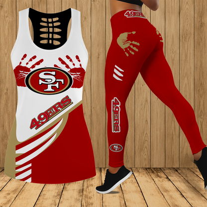 [SPECIAL OFFER] NEW CUSTOMIZED NFL11 SF49 SAN FRANCISCO 49ERS HOLLOW TANK TOP & LEGGINGS SET