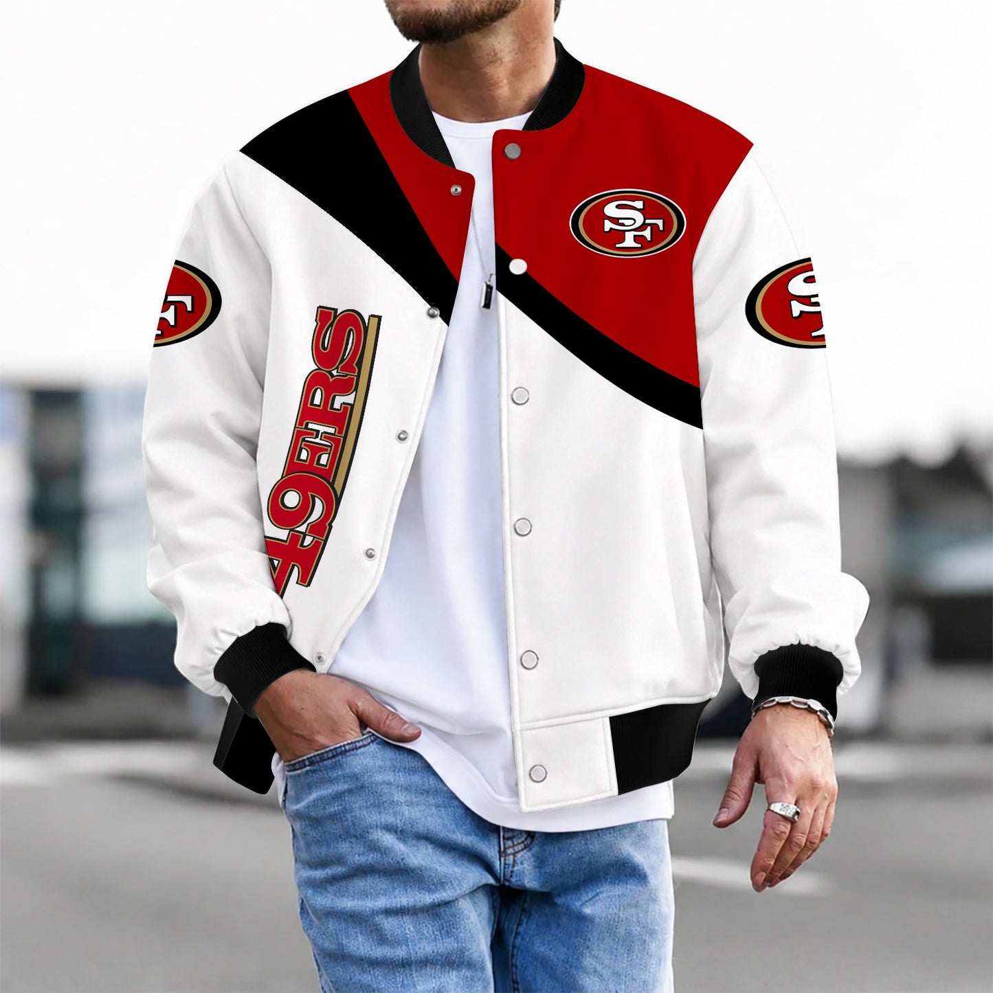 [SPECIAL OFFER] NEW CUSTOMIZED NFL11 SF49 SAN FRANCISCO 49ERS SATIN VARSITY & BASEBALL JACKET