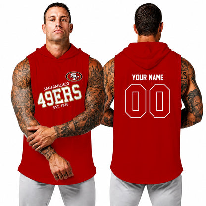 [SPECIAL OFFER] NEW CUSTOMIZED NFL11 SF49 SAN FRANCISCO 49ERS HOODED TANK TOP